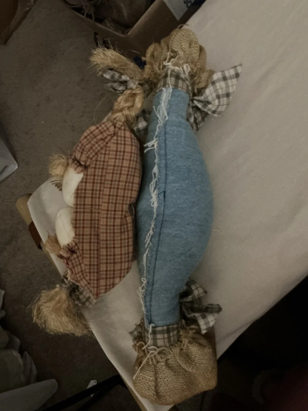 NEW-Handcrafted Brown Burlap Scarecrow Plush - Rustic Home Accents